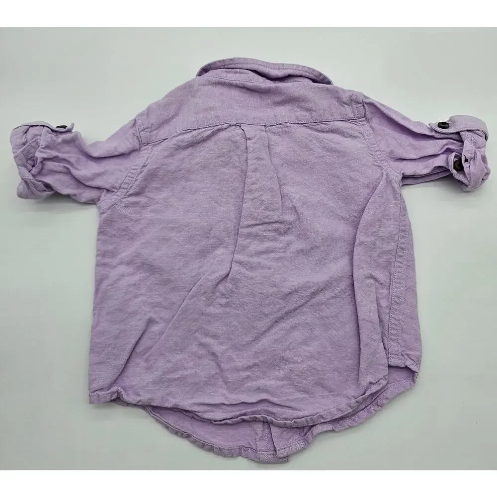 Janie and Jack Boys Size 6-12M 3 Piece Purple Button-down and Plaid Shorts Lot